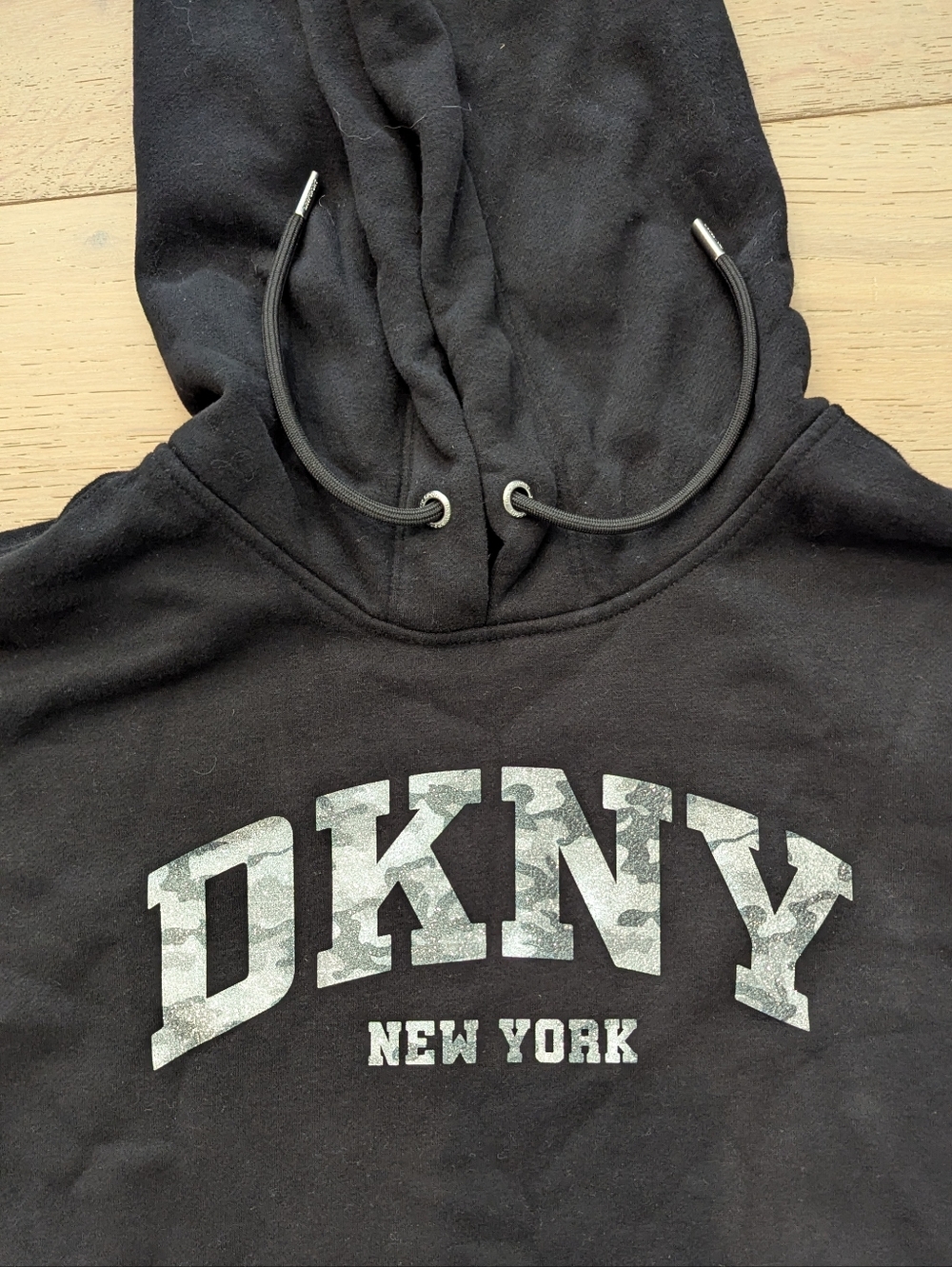 DKNY Sport Hoodie Camo Glitter Screen Print Ladies